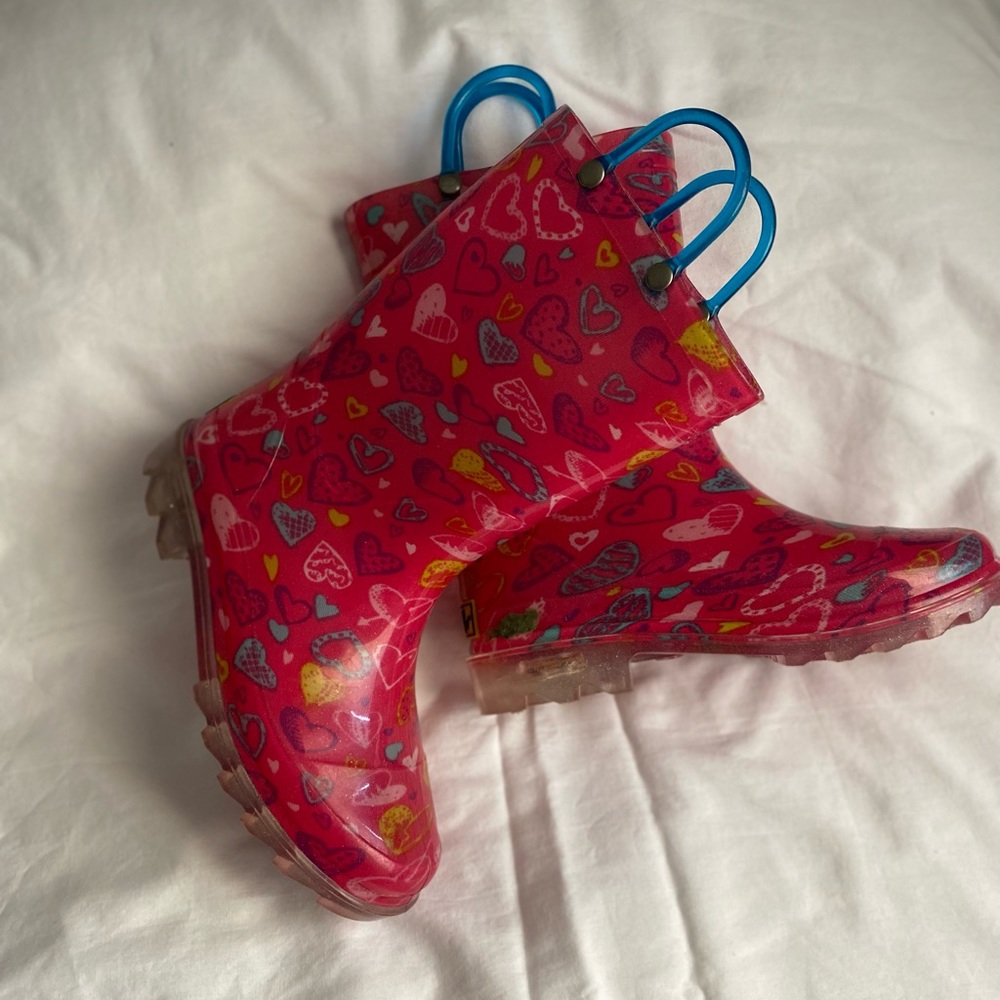 Girl pink multicolored rain boots size 13 / 1